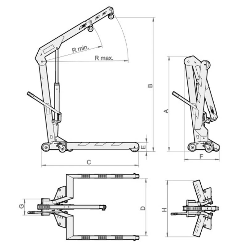 Grua Hidráulica Dobrável MEGA CRP10 1000 kg