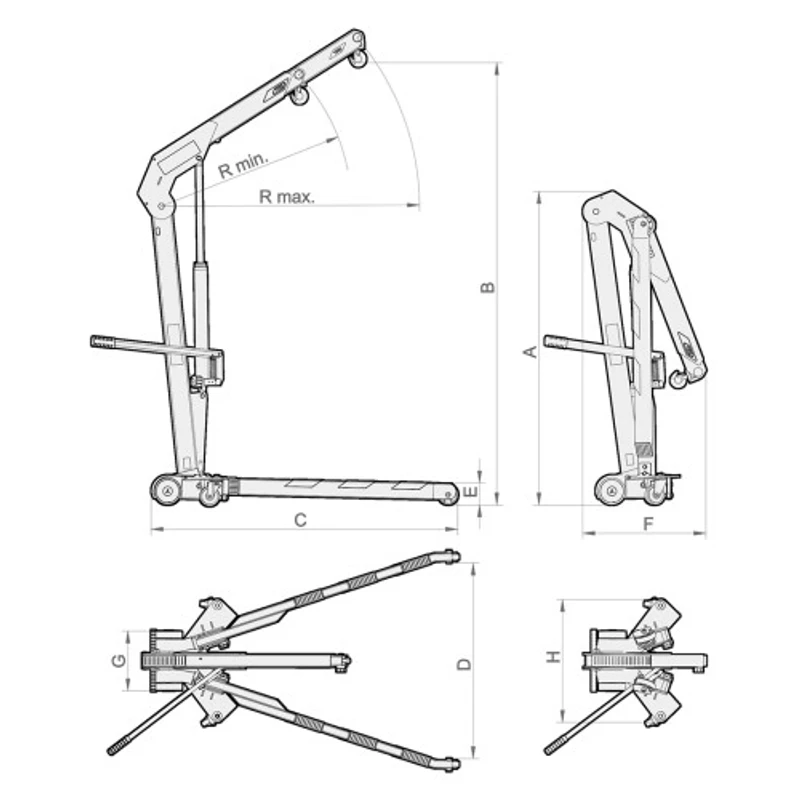 Grua Hidráulica Dobrável MEGA CRV10 1000 kg
